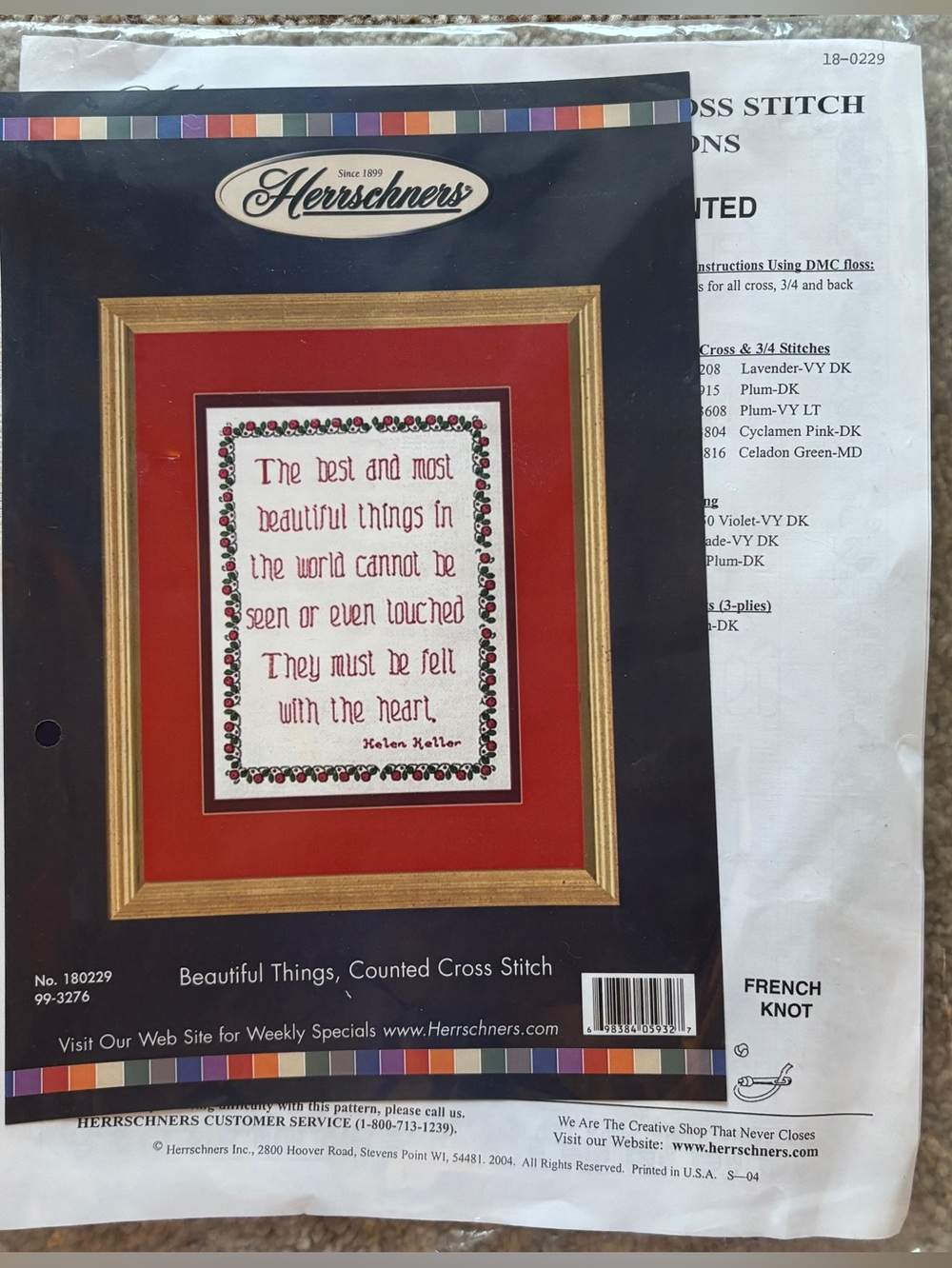 Herrschners "Beautiful Things" Counted Cross Stitch Kit Helen Keller Quote